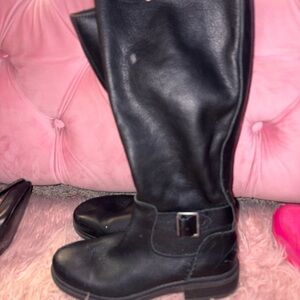 UGG Harrison Black tall leather Boots with Buckle Detail used woman 7